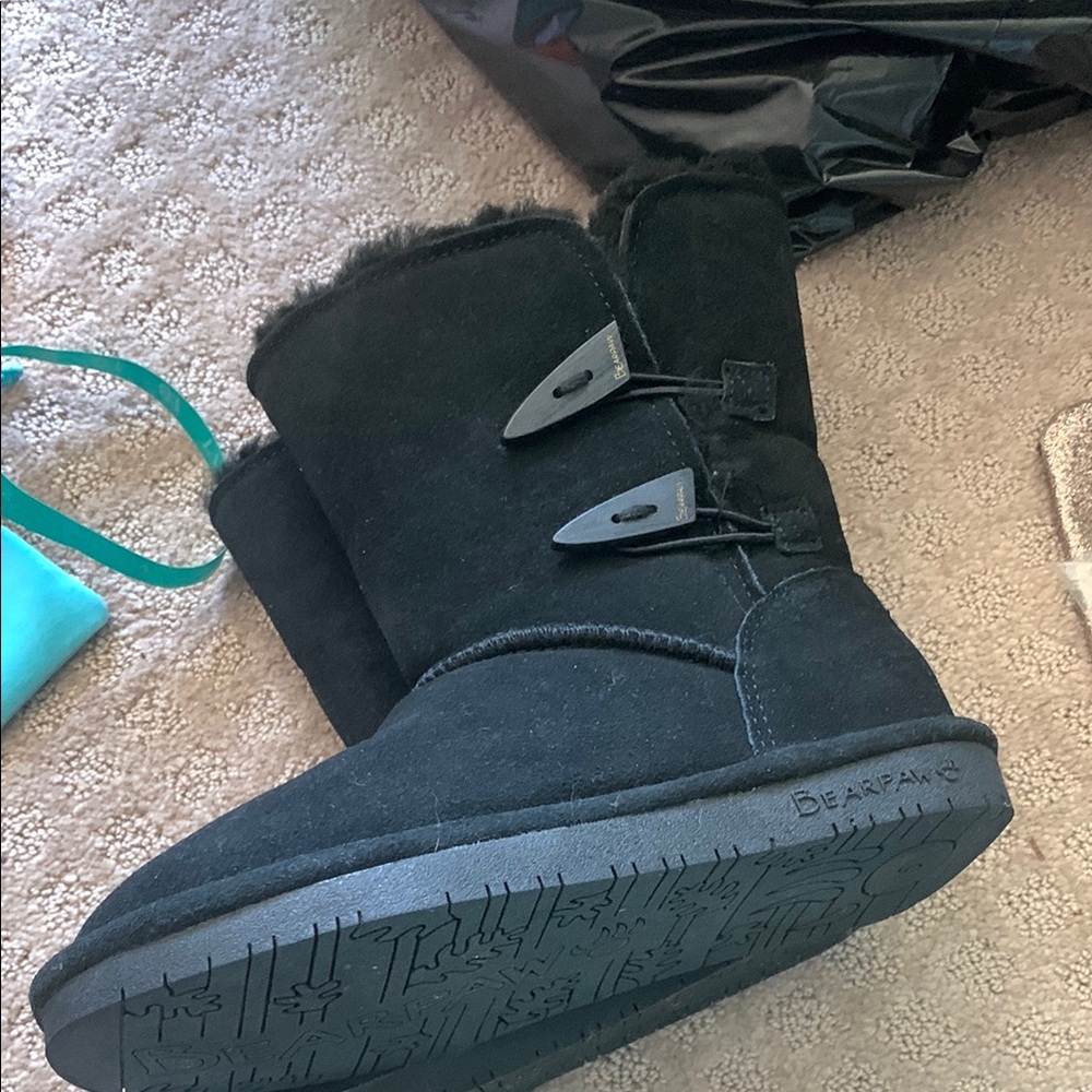BearPaw Black Suede Winter Boots